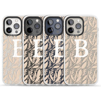 Monogramme personnalisé, motif floral abstrait subtil.