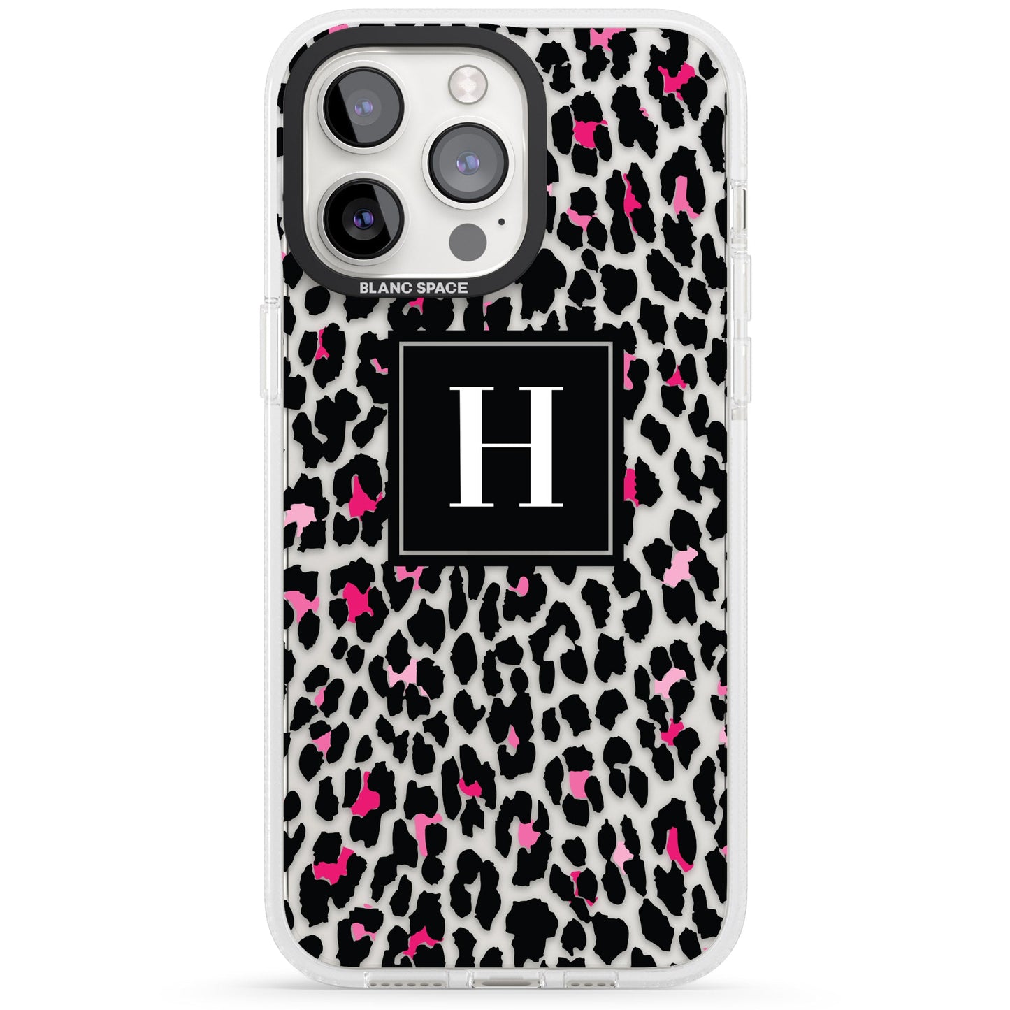 Personalised Clear Pink Leopard Monogram