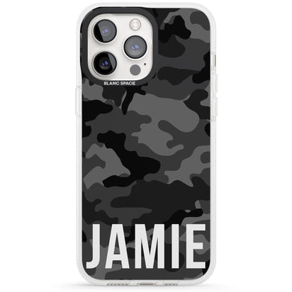 Personalisierter Name im schwarzen Camouflage-Muster (horizontal)