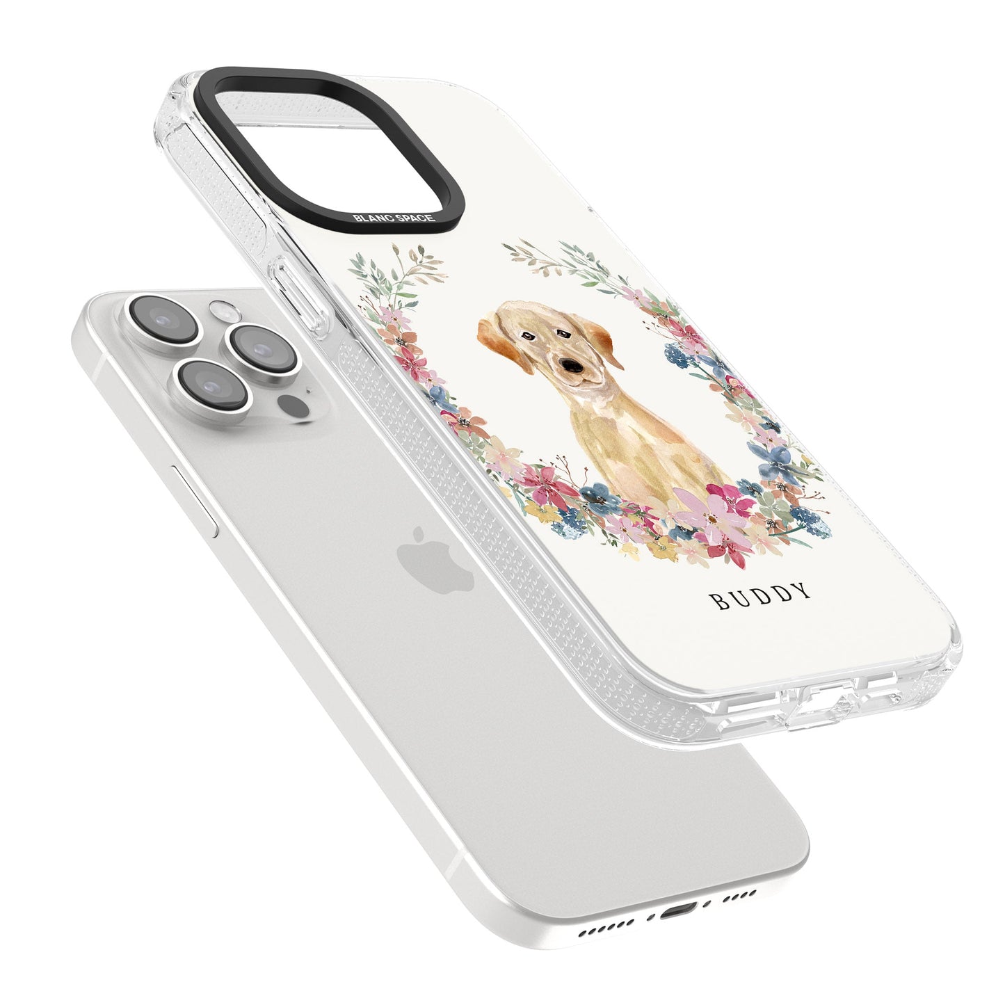 Portrait floral personnalisé d'un Labrador Retriever jaune