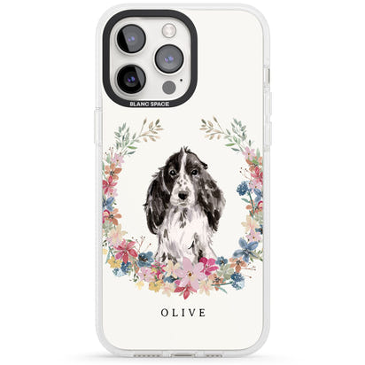 Personalisiertes Blumenporträt eines schwarzen Cocker Spaniels