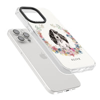 Personalisiertes Blumenporträt eines schwarzen Cocker Spaniels