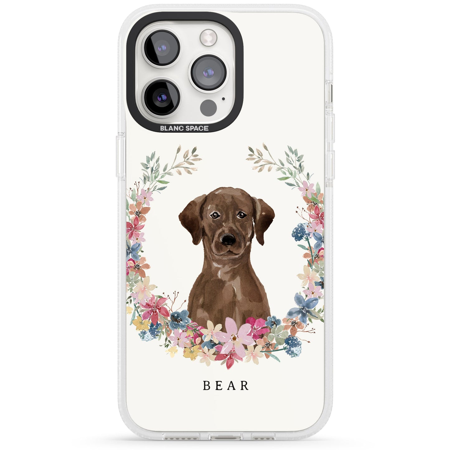 Personalised Chocolate Labrador Floral Portrait