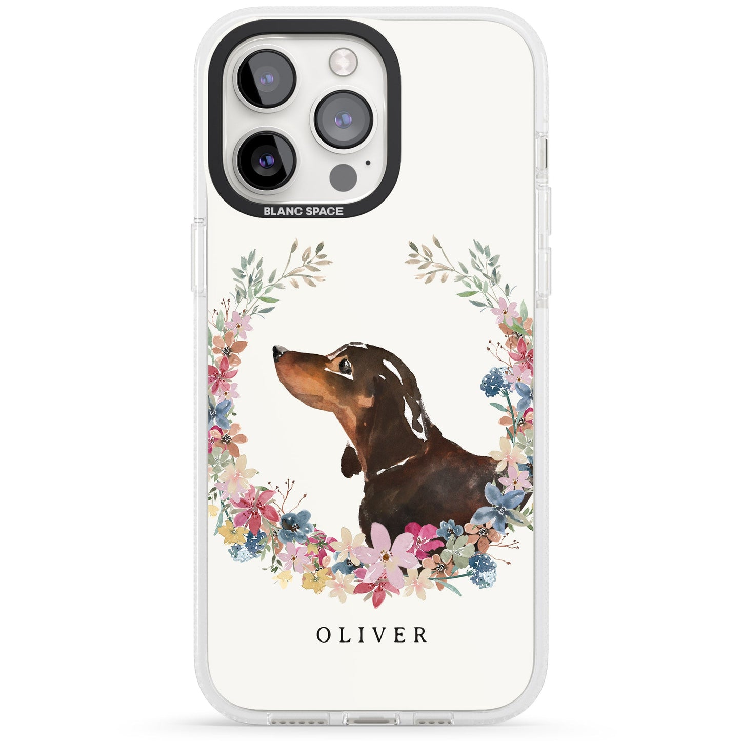 Personalised Black & Tan Dachshund Floral Portrait