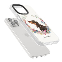 Personalised Black & Tan Dachshund Floral Portrait