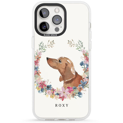 Personalised Tan Dachshund Floral Portrait