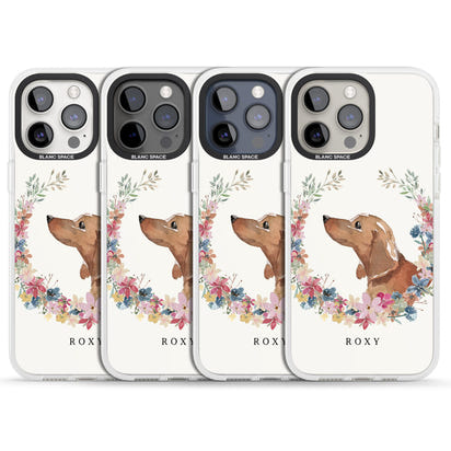 Personalised Tan Dachshund Floral Portrait