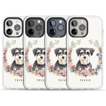 Personalised Watercolor Schnauzer Floral Portrait