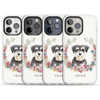 Personalised Watercolor Schnauzer Floral Portrait