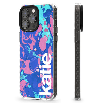 Personalisiertes marineblau-türkisfarbenes Marmor-Design