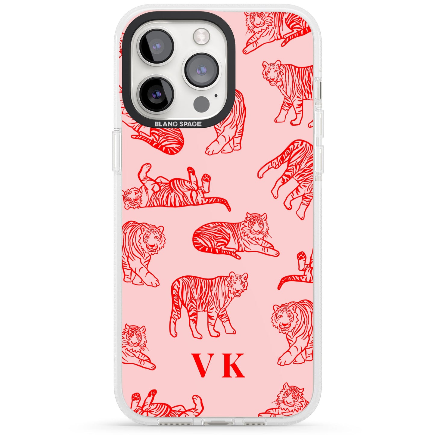 Personalised Red Tiger Outlines On Pink