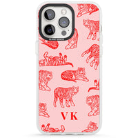 Personalised Red Tiger Outlines On Pink