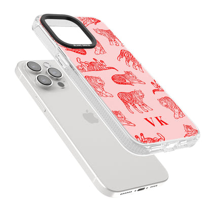 Personalised Red Tiger Outlines On Pink