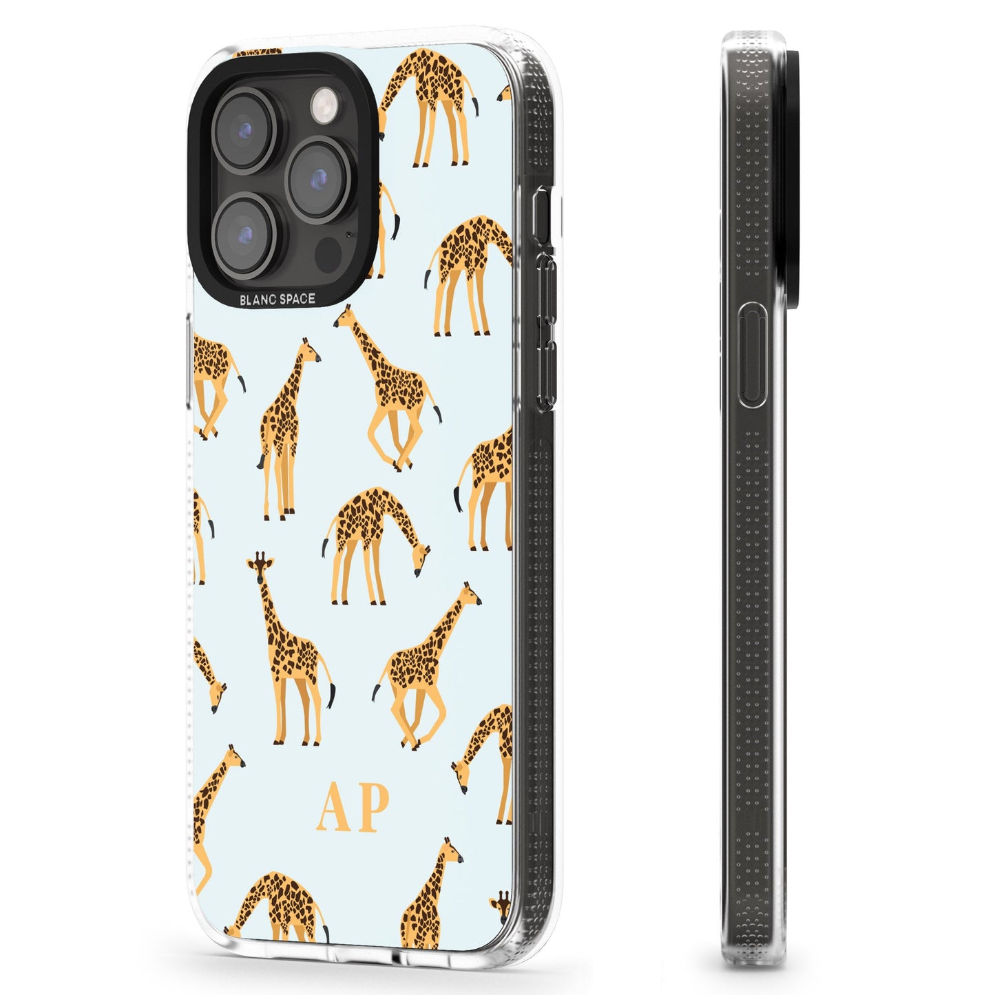 Personalisiertes Safari-Giraffenmuster auf Blau