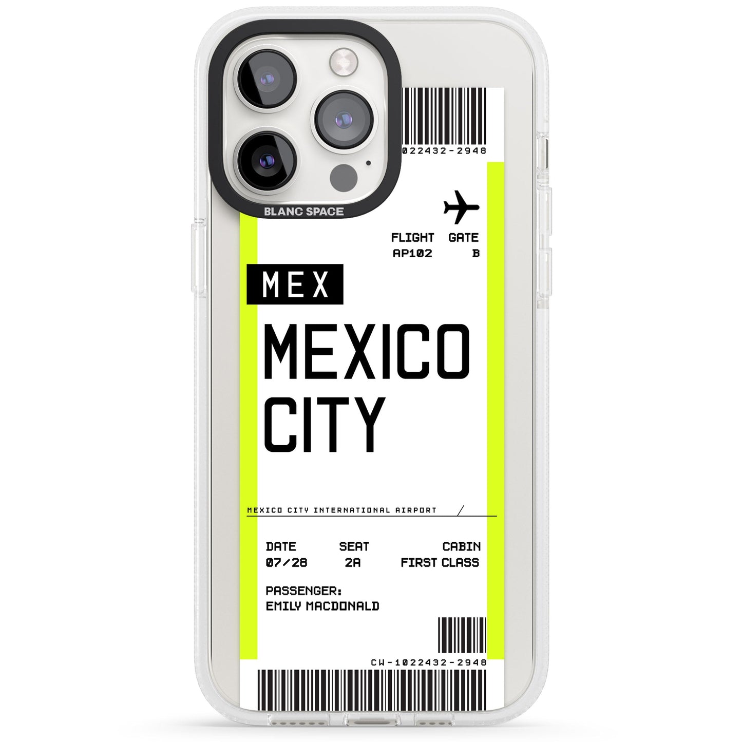 Carte d'embarquement personnalisée pour Mexico