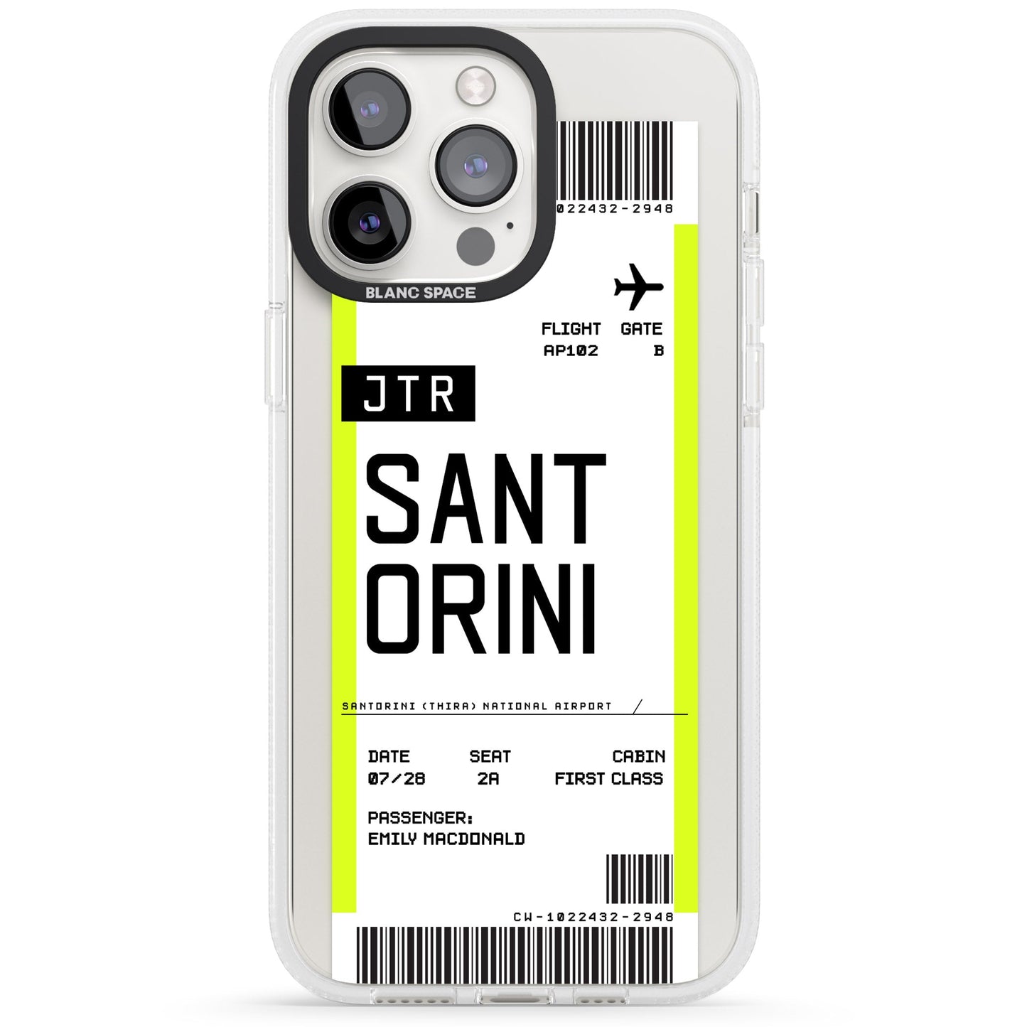Personalisierte Bordkarte für Santorini