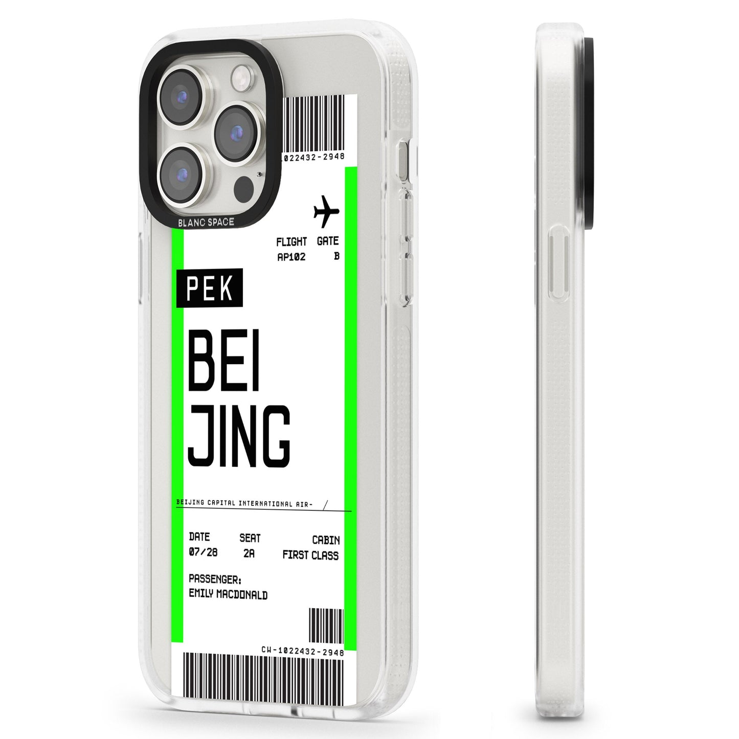 Carte d'embarquement personnalisée pour Pékin