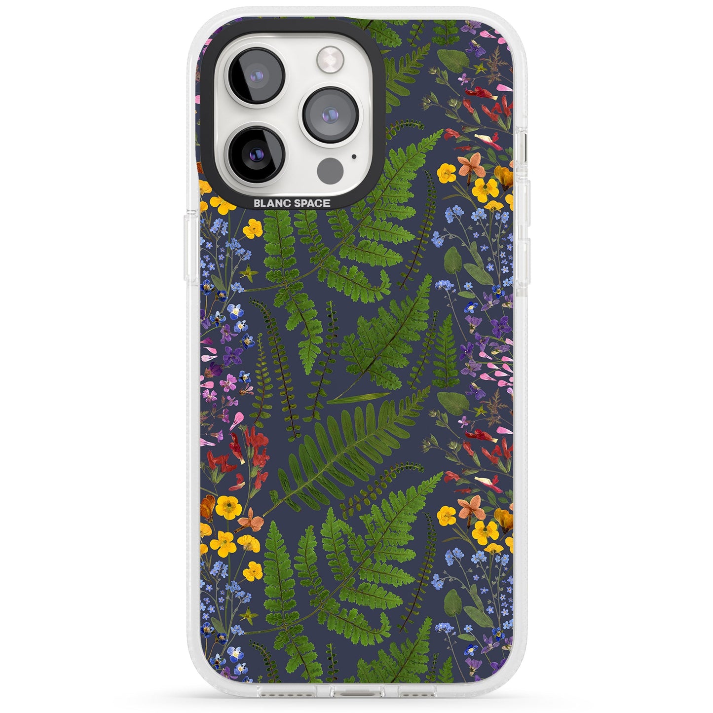 Busy Floral And Fern Design Navy