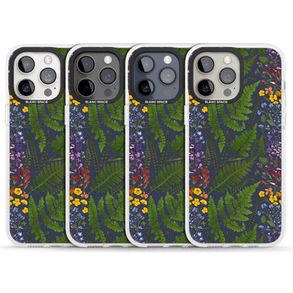 Busy Floral And Fern Design Navy