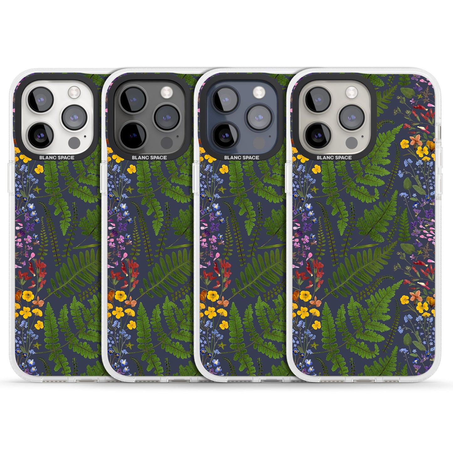 Busy Floral And Fern Design Navy