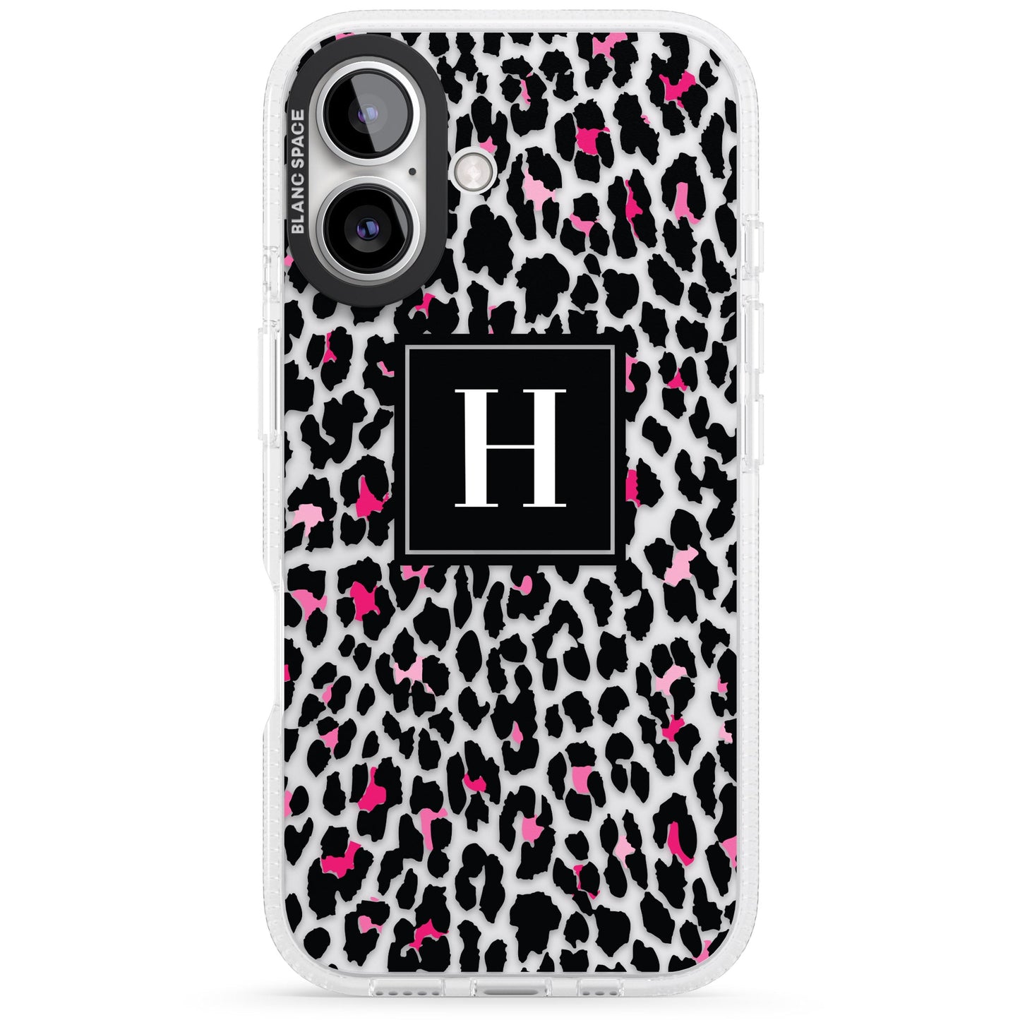 Personalised Clear Pink Leopard Monogram
