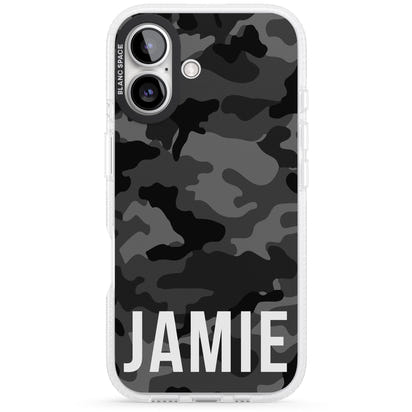 Personalisierter Name im schwarzen Camouflage-Muster (horizontal)