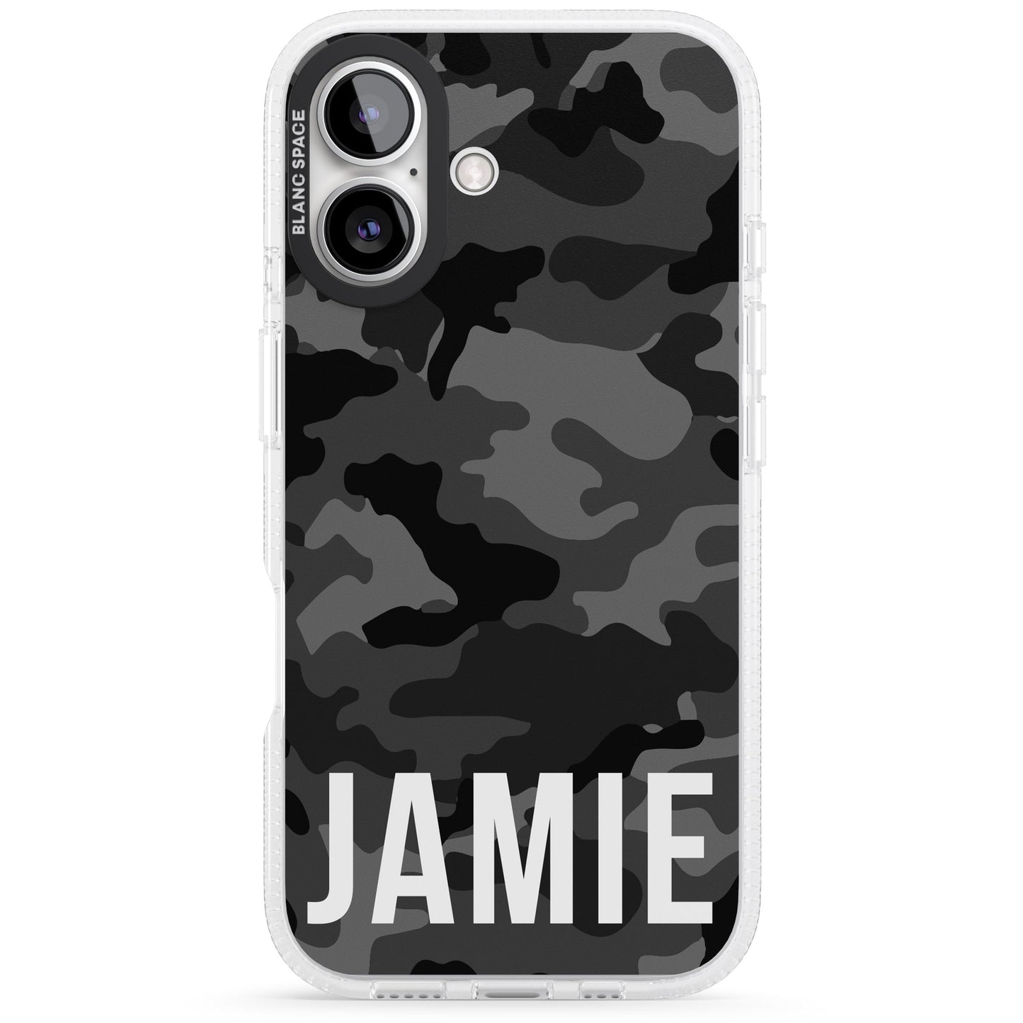 Personalisierter Name im schwarzen Camouflage-Muster (horizontal)