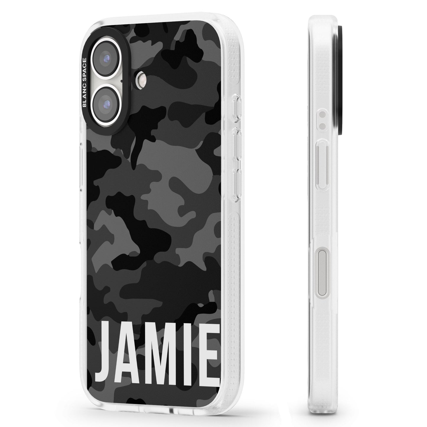Personalisierter Name im schwarzen Camouflage-Muster (horizontal)