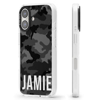 Personalisierter Name im schwarzen Camouflage-Muster (horizontal)
