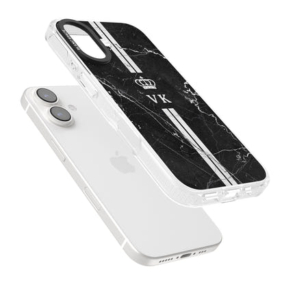 Personalised Black Marble Stripe Initials