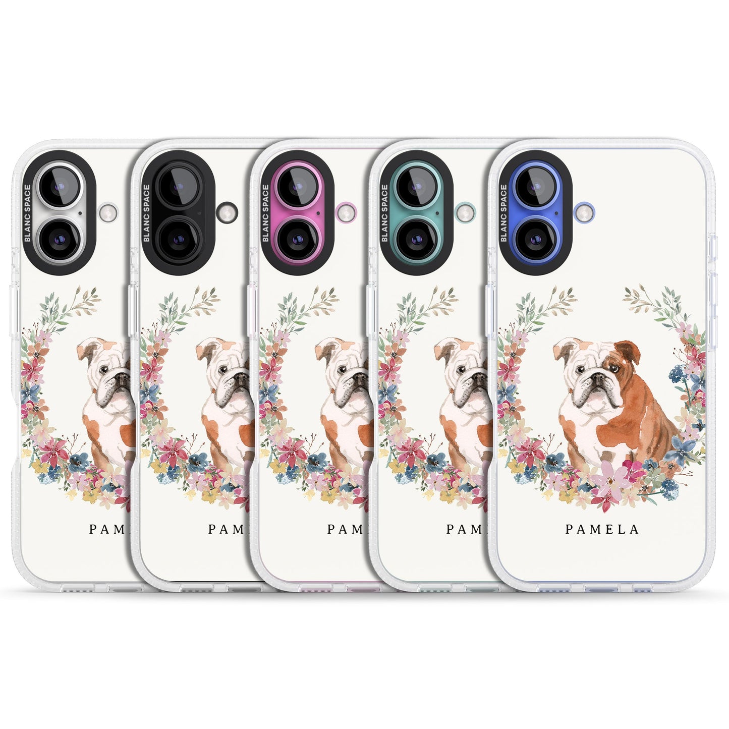 Personalised English Bulldog Floral Portrait