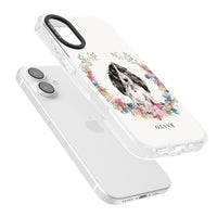 Personalisiertes Blumenporträt eines schwarzen Cocker Spaniels