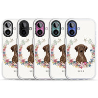 Personalised Chocolate Labrador Floral Portrait