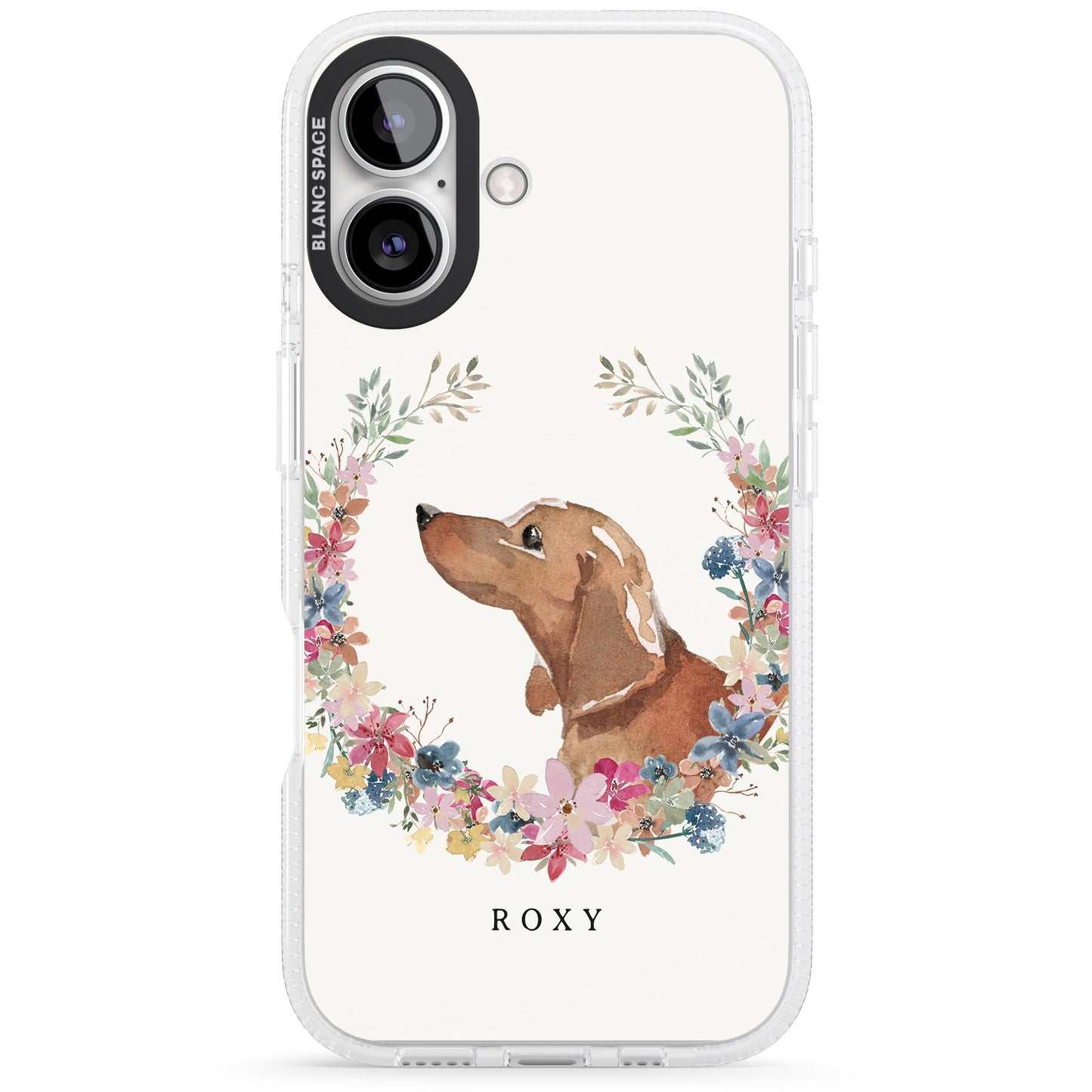 Personalised Tan Dachshund Floral Portrait