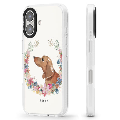 Personalised Tan Dachshund Floral Portrait