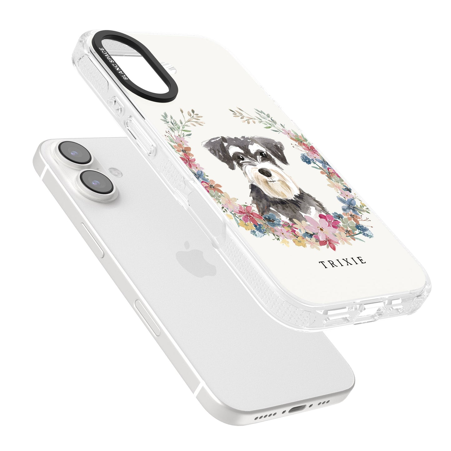 Personalised Watercolor Schnauzer Floral Portrait