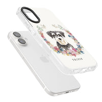 Personalised Watercolor Schnauzer Floral Portrait