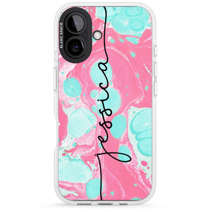 Personalised Turquoise & Pink Marbled