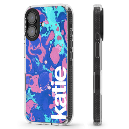 Personalisiertes marineblau-türkisfarbenes Marmor-Design