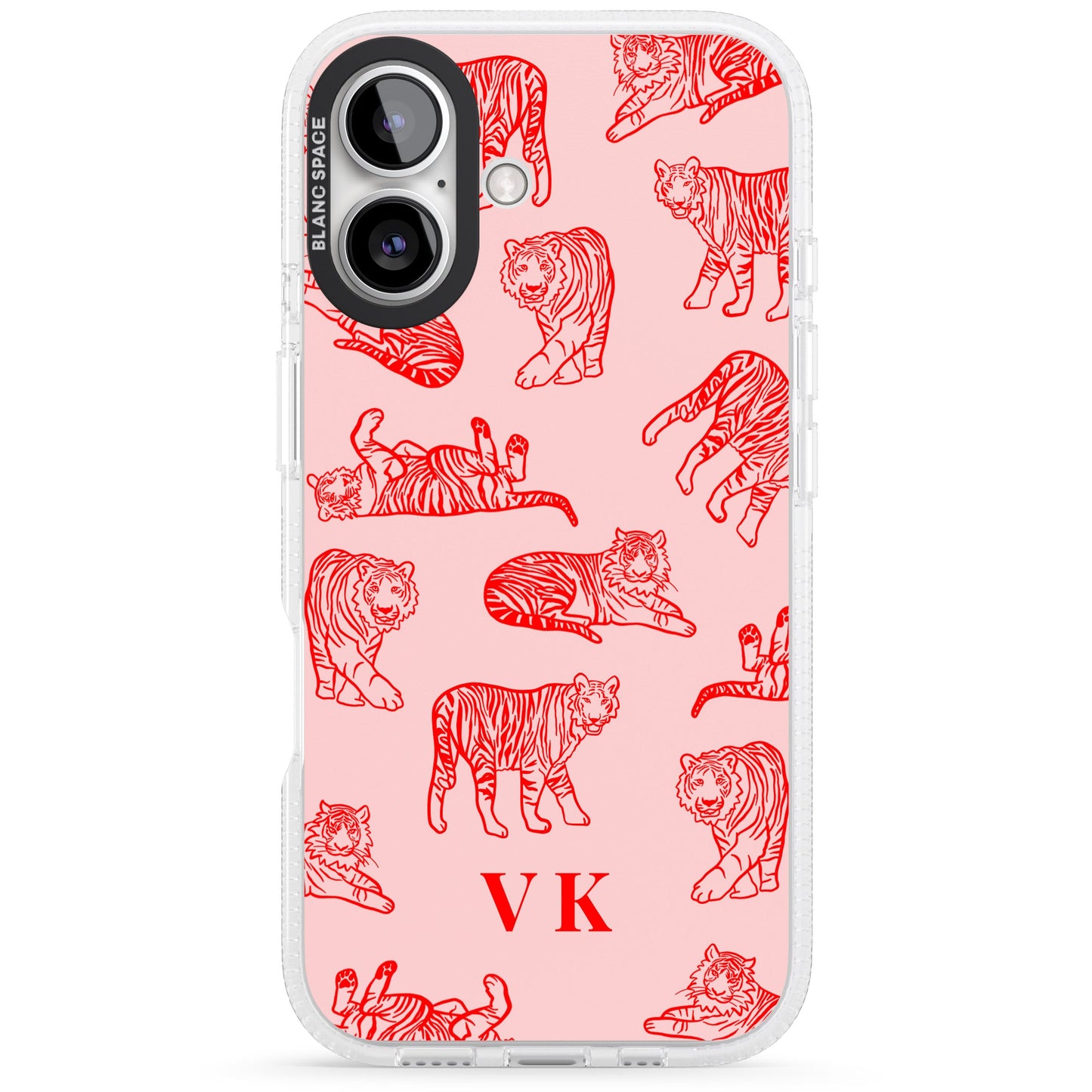 Personalised Red Tiger Outlines On Pink