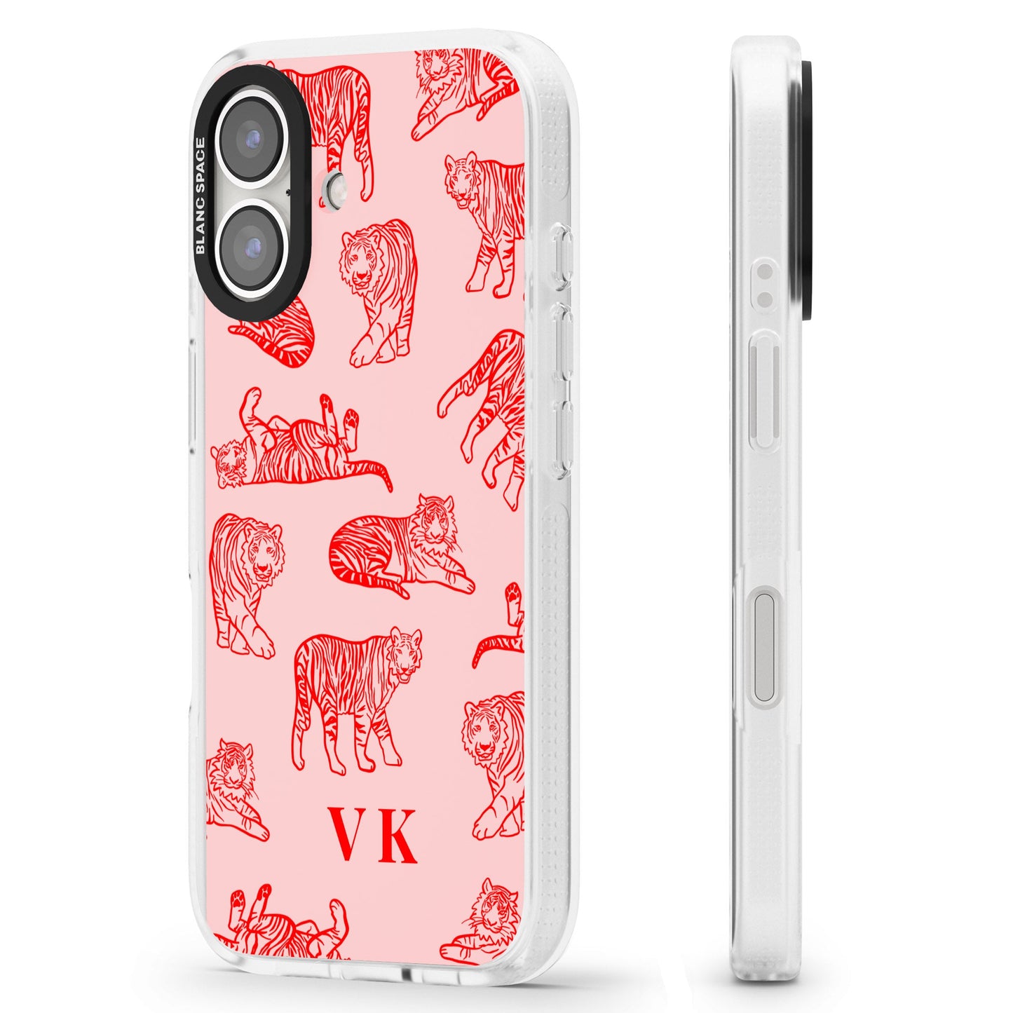 Personalised Red Tiger Outlines On Pink