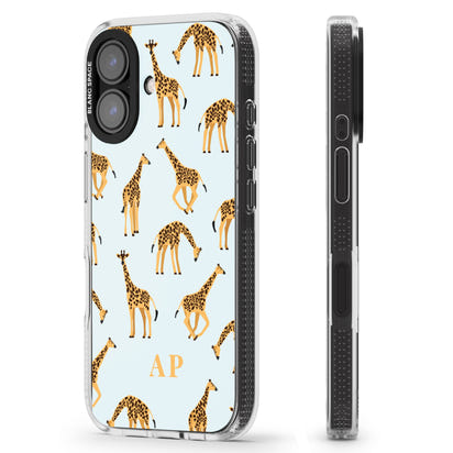 Personalisiertes Safari-Giraffenmuster auf Blau