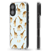 Personalisiertes Safari-Giraffenmuster auf Blau