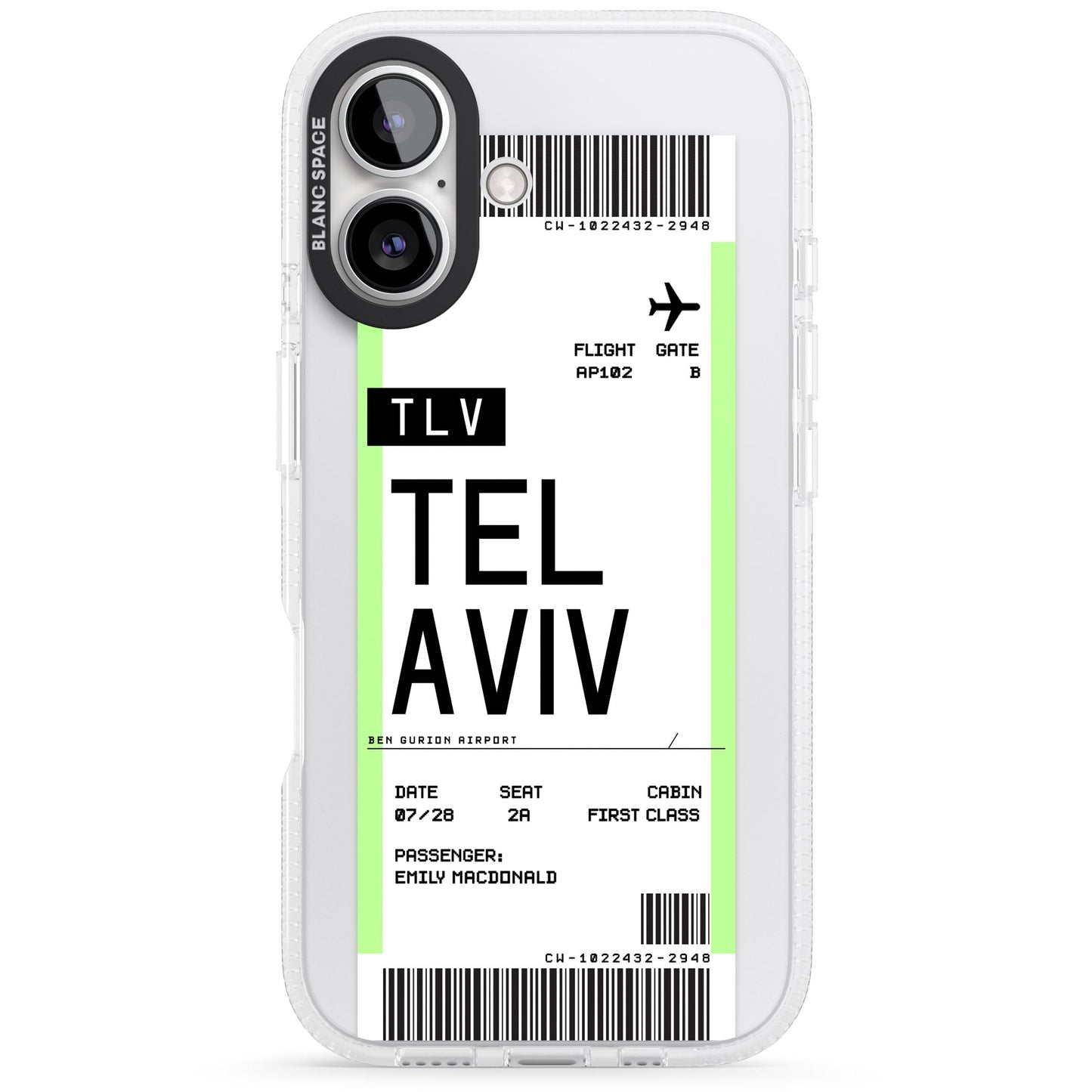 Personalisierte Bordkarte für Tel Aviv