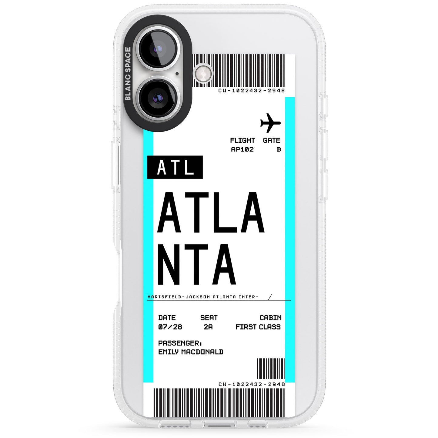 Personalisierte Atlanta-Bordkarte