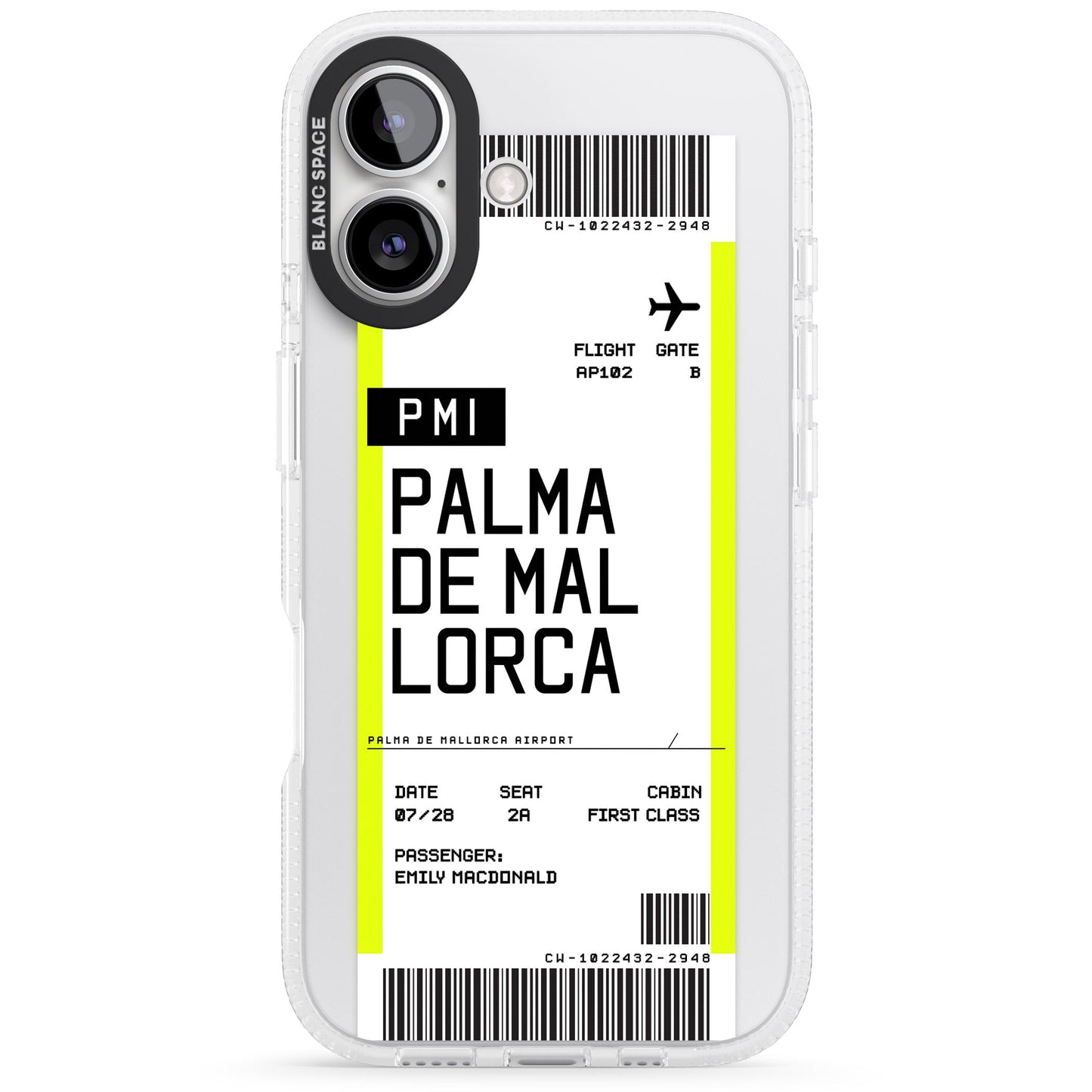 Carte d'embarquement personnalisée pour Palma de Majorque