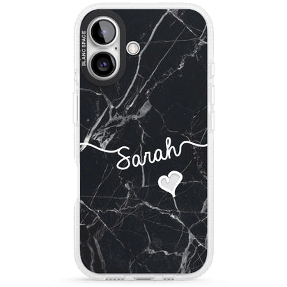 Personalised Black Marble Heart