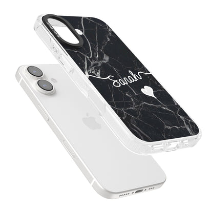 Personalised Black Marble Heart