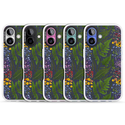 Busy Floral And Fern Design Navy