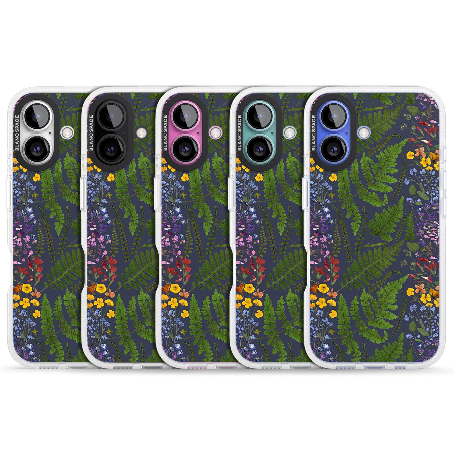 Busy Floral And Fern Design Navy